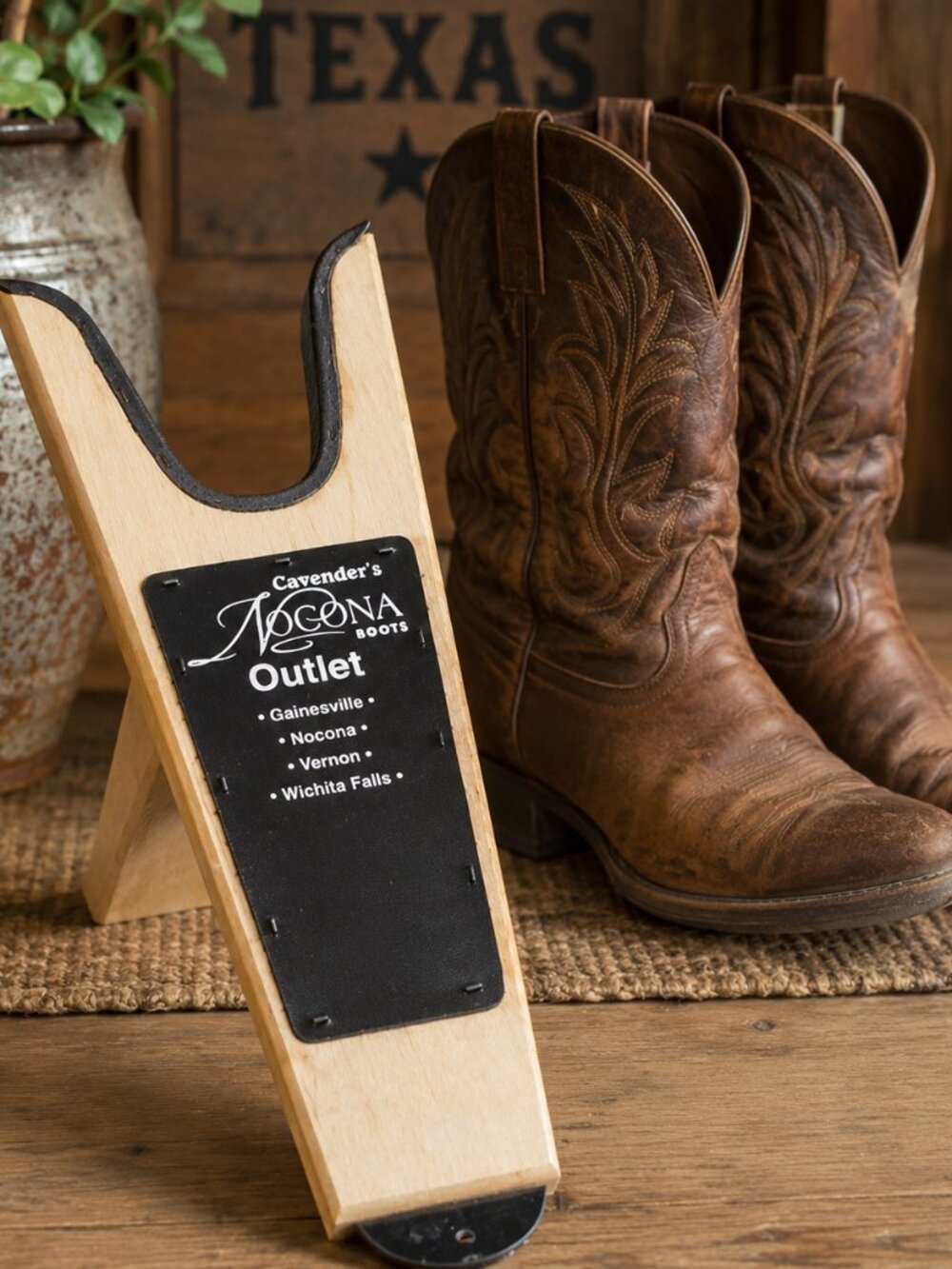 Vintage Cavender’s Nocona Boots Outlet Wooden Boot Jack